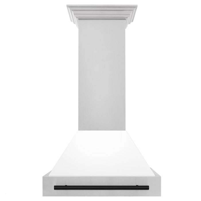 ZLINE 30" Autograph Stainless Wall Range Hood, White, 8654STZ - WM30 - MB - Farmhouse Kitchen and Bath