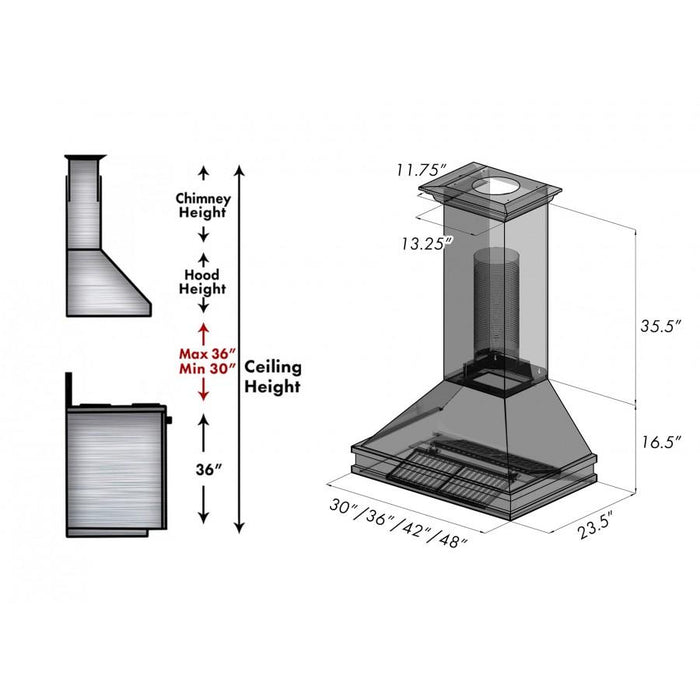 ZLINE 30" Designer Series Stainless Wall Mount Range Hood, 8656S - 30 - Farmhouse Kitchen and Bath