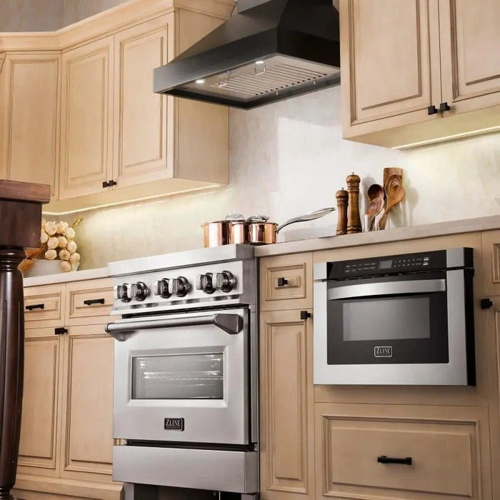 ZLINE 30" Designer Series Wooden Wall Range Hood in Black, KBCC - 30 - Farmhouse Kitchen and Bath