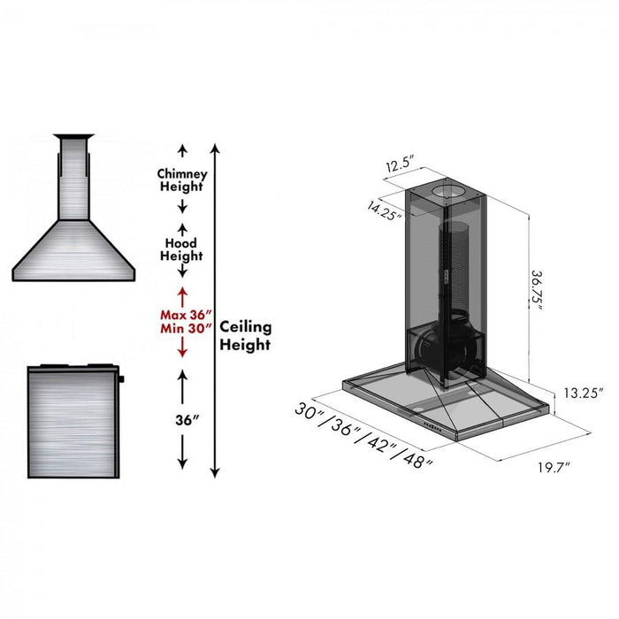 ZLINE 30" Designer Wooden Island Range Hood in Black, KBiCC - 30 - Farmhouse Kitchen and Bath