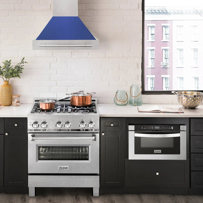ZLINE 30" DuraSnow® Stainless Steel Range Hood with Color Shell Options 8654SNX - BM - 30 - Farmhouse Kitchen and Bath
