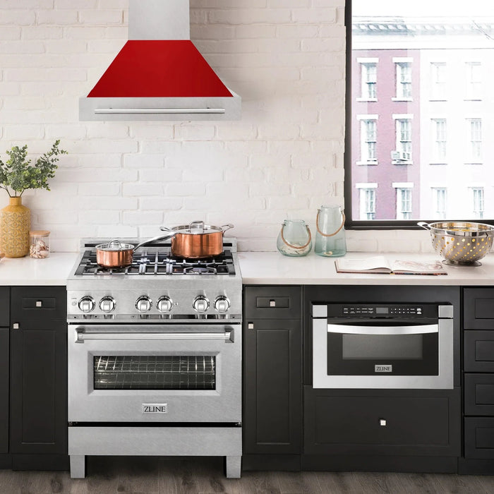 ZLINE 30" DuraSnow® Stainless Steel Range Hood with Color Shell Options 8654SNX - RM - 30 - Farmhouse Kitchen and Bath