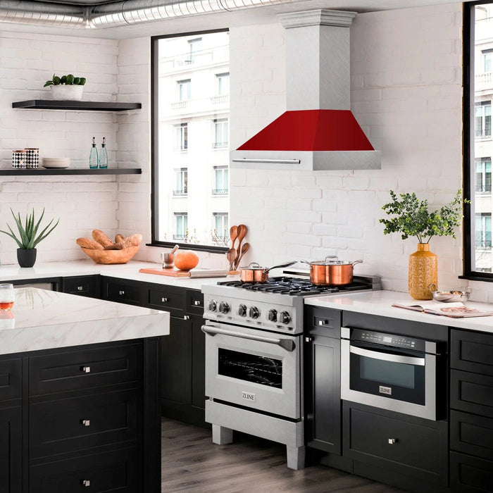 ZLINE 30" DuraSnow® Stainless Steel Range Hood with Color Shell Options 8654SNX - RM - 30 - Farmhouse Kitchen and Bath