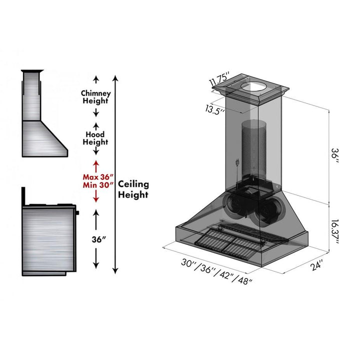 ZLINE 30" Hand - Hammered Copper Finish Wall Range Hood, 655 - HBBBB - 30 - Farmhouse Kitchen and Bath