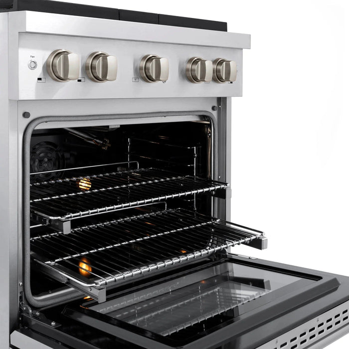 ZLINE 30 in. 4.2 cu. ft. 4 Burner Gas Range with Convection Gas Oven in Stainless Steel, SGR30 - Farmhouse Kitchen and Bath