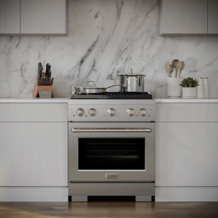 ZLINE 30 in. 4.2 cu. ft. 4 Burner Gas Range with Convection Gas Oven in Stainless Steel, SGR30 - Farmhouse Kitchen and Bath