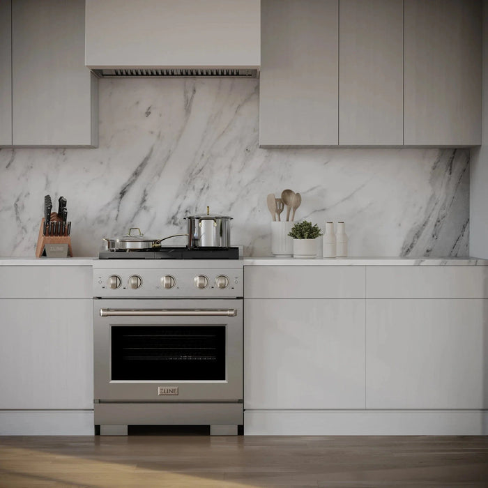 ZLINE 30 In. Gas Range, Stainless Steel w/ Brass Burners, SGR - BR - 30 - Farmhouse Kitchen and Bath
