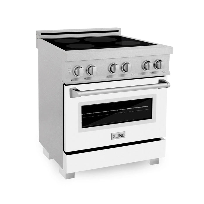 ZLINE 30" Induction Range in DuraSnow with a 4 Element Stove and Electric Oven RAINDS - WM - 30 - Farmhouse Kitchen and Bath