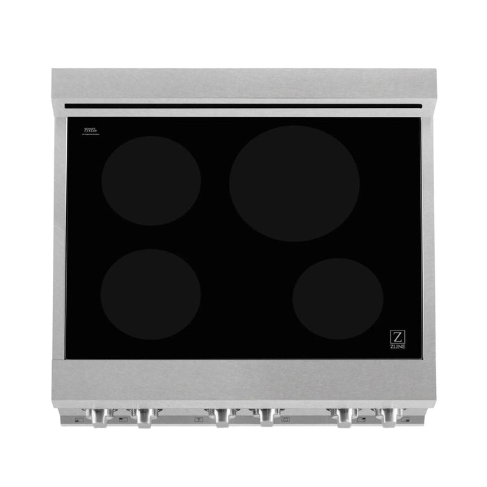ZLINE 30" Induction Range in DuraSnow with a 4 Element Stove and Electric Oven RAINDS - WM - 30 - Farmhouse Kitchen and Bath