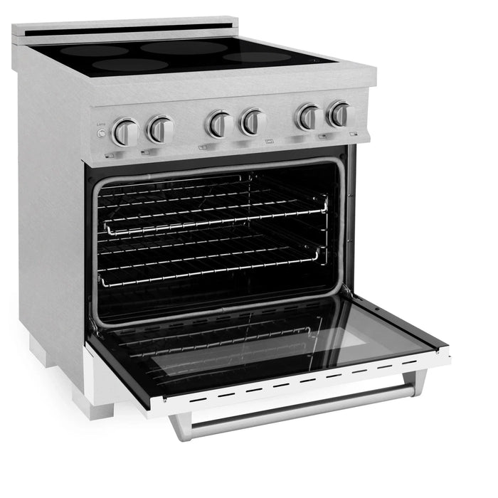 ZLINE 30" Induction Range in DuraSnow with a 4 Element Stove and Electric Oven RAINDS - WM - 30 - Farmhouse Kitchen and Bath