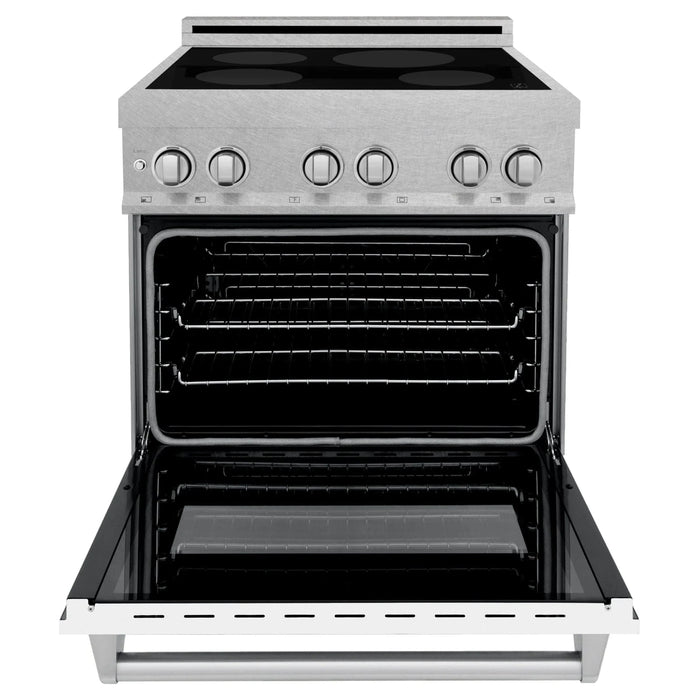 ZLINE 30" Induction Range in DuraSnow with a 4 Element Stove and Electric Oven RAINDS - WM - 30 - Farmhouse Kitchen and Bath