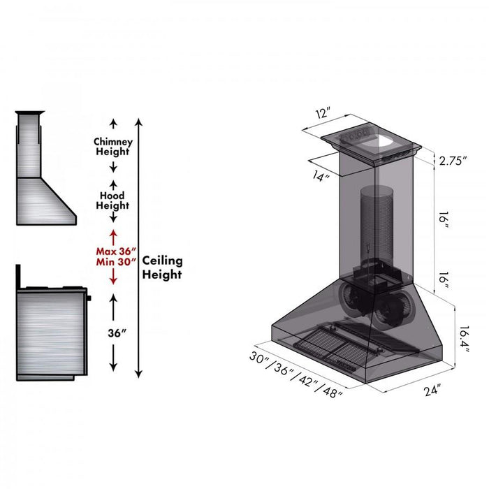 ZLINE 30" Professional Wall Range Hood, Built - in CrownSound® Bluetooth Speakers, 667CRN - BT - 30 - Farmhouse Kitchen and Bath