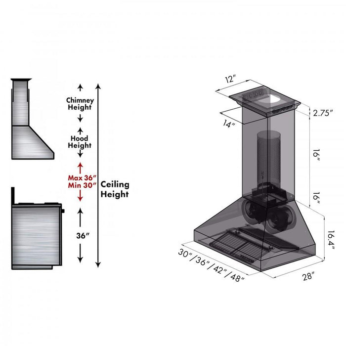 ZLINE 30" Professional Wall Range Hood, Built - in CrownSound® Bluetooth Speakers, 697CRN - BT - 30 - Farmhouse Kitchen and Bath
