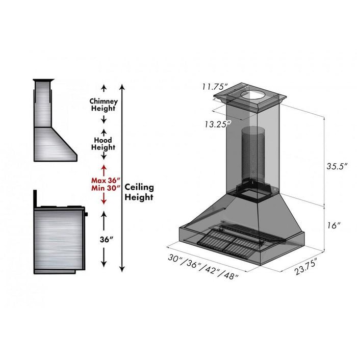 ZLINE 30" Snow Finish Stainless Range Hood with Snow Finish Shell, 8654SN - 30 - Farmhouse Kitchen and Bath