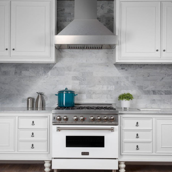 ZLINE 30" Snow Finish Stainless Range Hood with Snow Finish Shell, 8654SN - 30 - Farmhouse Kitchen and Bath