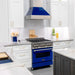 ZLINE 30" Snow Finish Wall Range Hood, Blue Gloss Shell, 8654BG - 30 - Farmhouse Kitchen and Bath