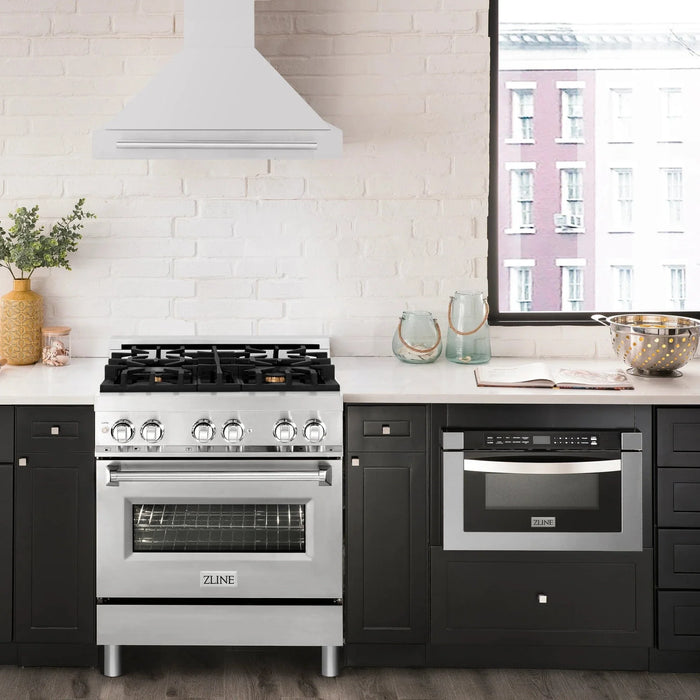 ZLINE 30" Stainless Steel Range Hood with Stainless Steel Handle KB4STX - 30 - Farmhouse Kitchen and Bath