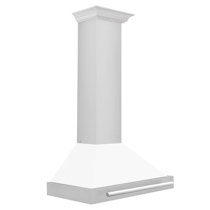 ZLINE 30" Stainless Steel Range Hood with White Matte Shell and Stainless Steel Handle KB4STX - WM - 30 - Farmhouse Kitchen and Bath