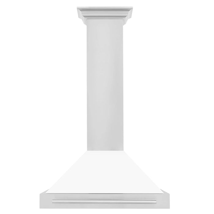 ZLINE 30" Stainless Steel Range Hood with White Matte Shell and Stainless Steel Handle KB4STX - WM - 30 - Farmhouse Kitchen and Bath