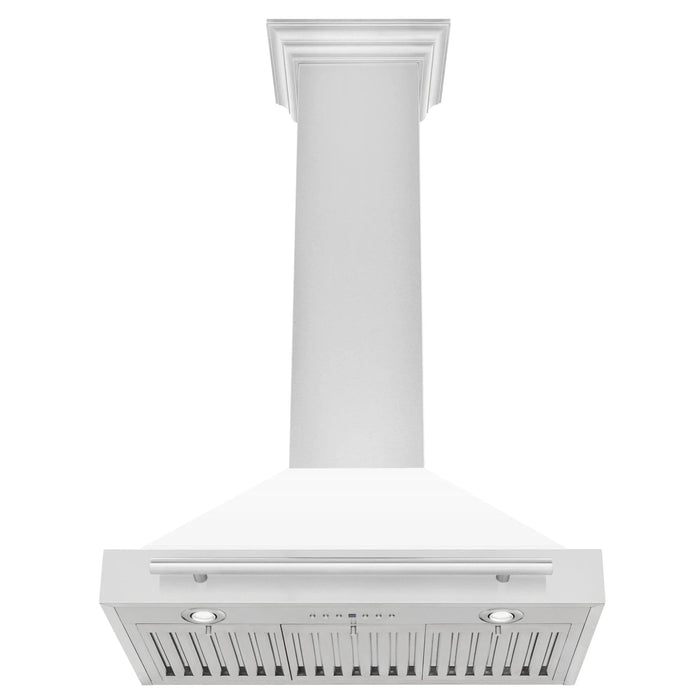 ZLINE 30" Stainless Steel Range Hood with White Matte Shell and Stainless Steel Handle KB4STX - WM - 30 - Farmhouse Kitchen and Bath