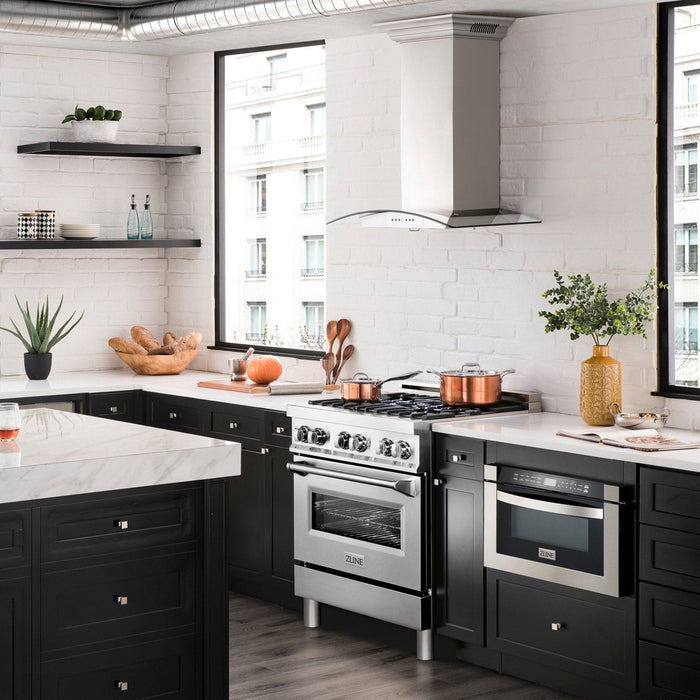 ZLINE 30" Wall Mount Range Hood, Bluetooth Speakers, KN4CRN - BT - 30 - Farmhouse Kitchen and Bath