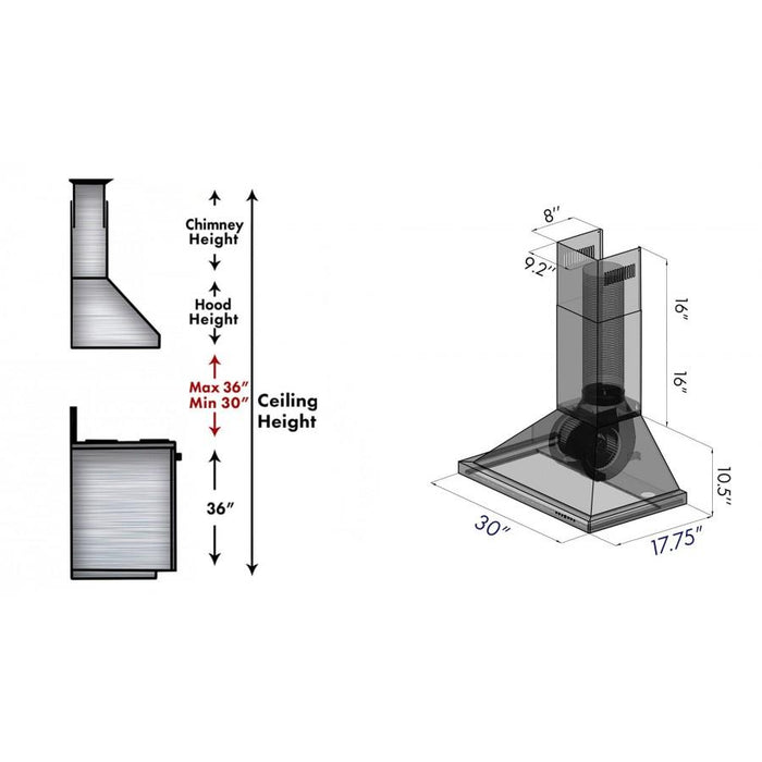 ZLINE 30" Wall Range Hood in Black Stainless Steel, BSKBN - 30 - Farmhouse Kitchen and Bath