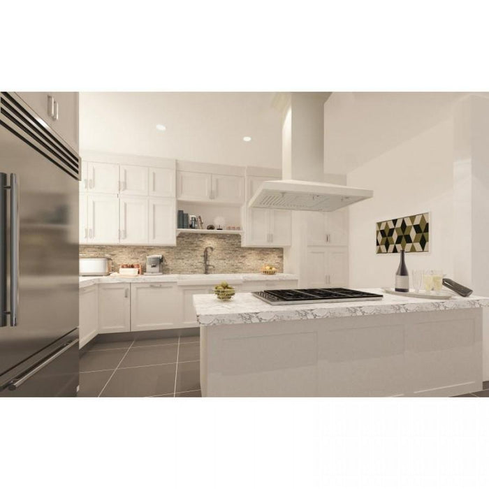 ZLINE 30" Wooden Island Mount Range Hood in Cottage White, KBiTT - RD - 30 - Farmhouse Kitchen and Bath