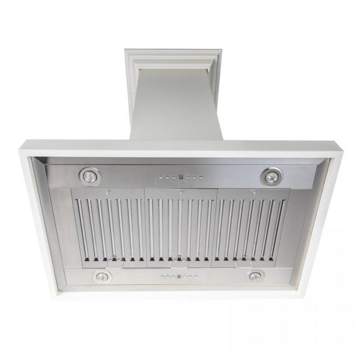 ZLINE 30" Wooden Island Mount Range Hood in Cottage White, KBiTT - RD - 30 - Farmhouse Kitchen and Bath