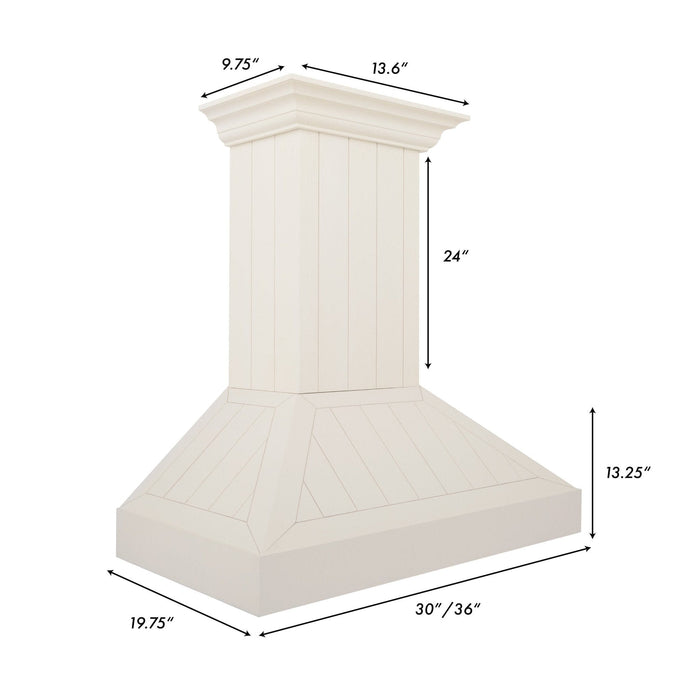 ZLINE 30" Wooden Wall Mount Range Hood in Cottage White, KPTT - 30 - Farmhouse Kitchen and Bath