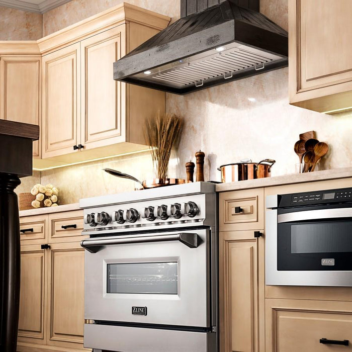 ZLINE 30" Wooden Wall Range Hood in Black - KPCC - 30 - Farmhouse Kitchen and Bath