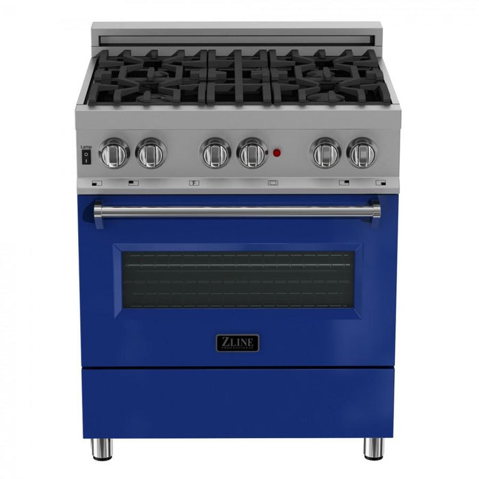 ZLINE 30"Dual Fuel Range, Snow Stainless, Blue Gloss Door, RAS - BG - 30 - Farmhouse Kitchen and Bath