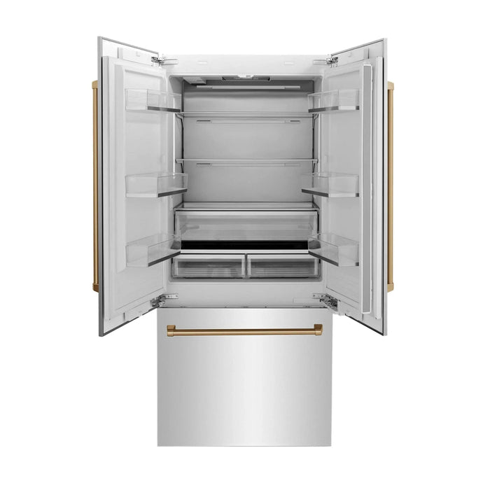 ZLINE 36" Autograph 19.6 cu. ft. 2 - Door Bottom Freezer Fridge Water/Ice Dispenser Stainless Steel Champagne Bronze Accents RBIVZ - 304 - 36 - CB - Farmhouse Kitchen and Bath