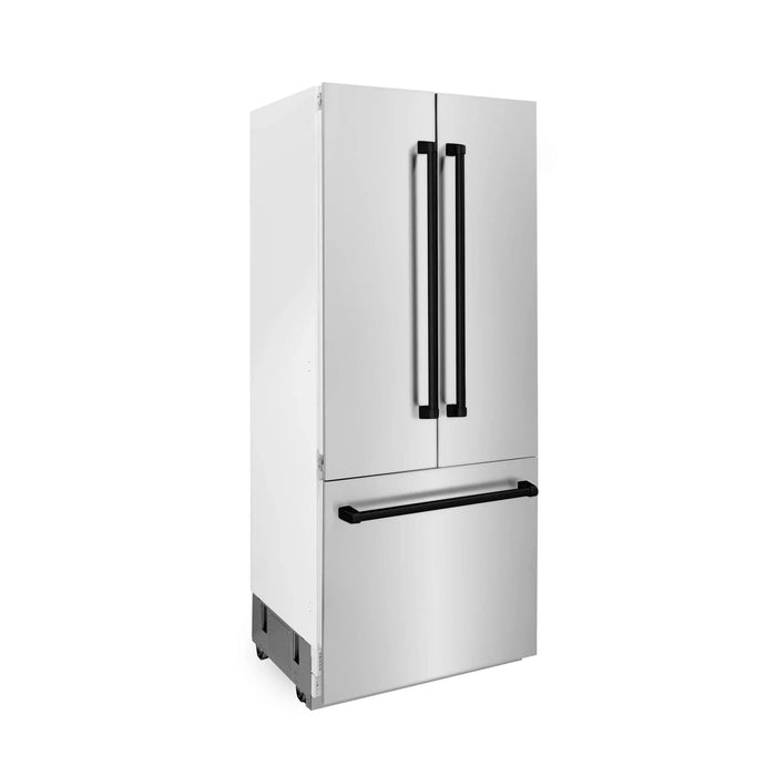 ZLINE 36" Autograph 19.6 cu. ft. 2 - Door Bottom Freezer Fridge Water/Ice Dispenser Stainless Steel Matte Black Accents RBIVZ - 304 - 36 - MB - Farmhouse Kitchen and Bath