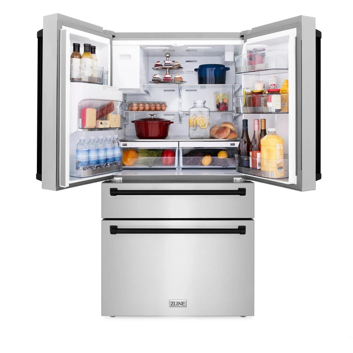 ZLINE 36" Autograph 21.6 cu. ft French Door Refrigerator with Ice Maker in Fingerprint Resistant Stainless Steel RFMZ - W - 36 - MB - Farmhouse Kitchen and Bath