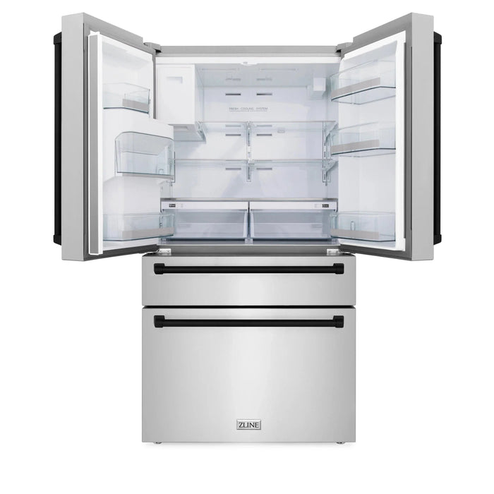ZLINE 36" Autograph 21.6 cu. ft French Door Refrigerator with Ice Maker in Fingerprint Resistant Stainless Steel RFMZ - W - 36 - MB - Farmhouse Kitchen and Bath