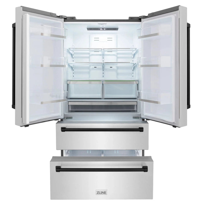 ZLINE 36" Autograph 22.5 cu. ft French Door Refrigerator with Ice Maker in Fingerprint Resistant Stainless Steel RFMZ - 36 - MB - Farmhouse Kitchen and Bath
