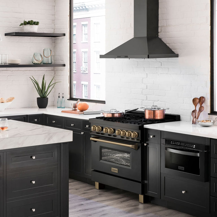 ZLINE 36" Autograph Dual Fuel Range, Black Stainless, RABZ - 36 - CB - Farmhouse Kitchen and Bath