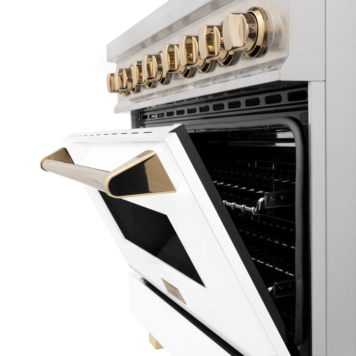 ZLINE 36" Autograph Dual Fuel Range, DuraSnow, White door, RASZ - WM - 36 - CB - Farmhouse Kitchen and Bath