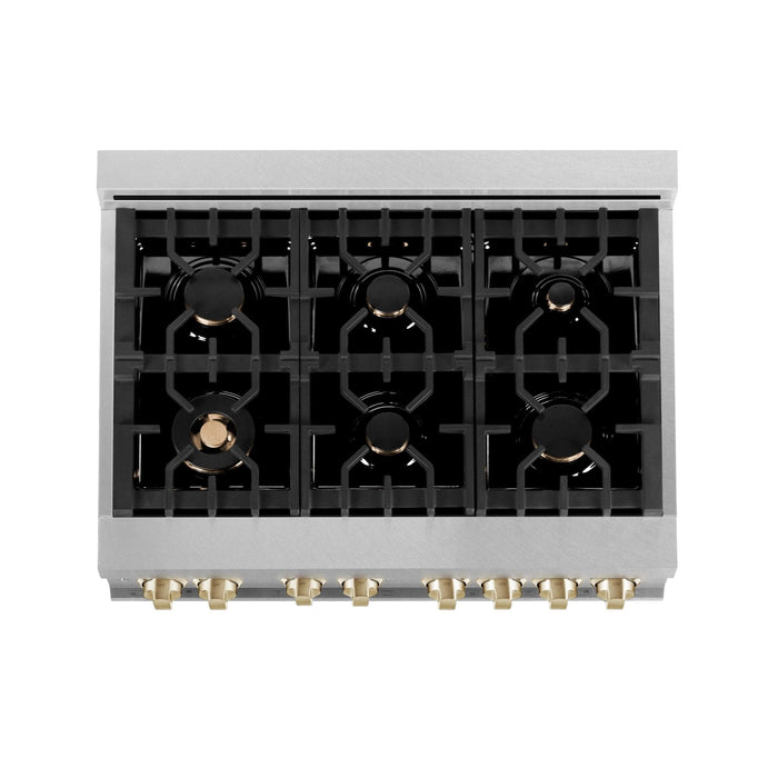 ZLINE 36" Autograph Dual Fuel Range, DuraSnow, White,Gold,RASZ - WM - 36 - G - Farmhouse Kitchen and Bath