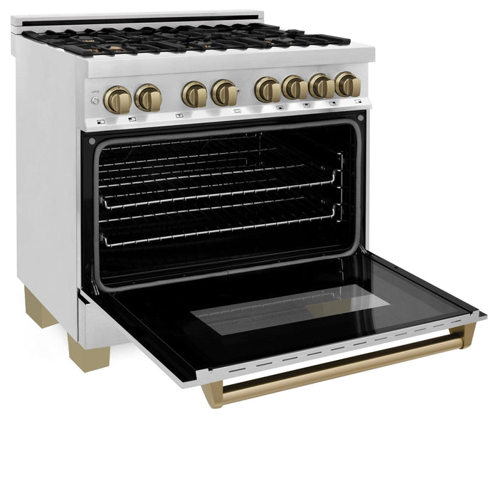 ZLINE 36" Autograph Dual Fuel Range, Stainless Steel, RAZ - 36 - CB - Farmhouse Kitchen and Bath