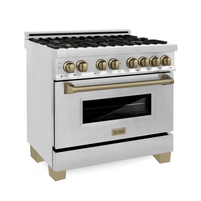 ZLINE 36" Autograph Dual Fuel Range, Stainless Steel, RAZ - 36 - CB - Farmhouse Kitchen and Bath