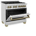 ZLINE 36" Autograph Dual Fuel Range, Stainless Steel, RAZ - 36 - CB - Farmhouse Kitchen and Bath