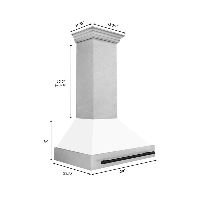 ZLINE 36" Autograph DuraSnow White Range Hood 8654SNZ - WM36 - MB - Farmhouse Kitchen and Bath