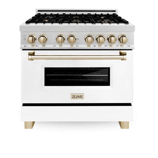 ZLINE 36" Autograph Edition Dual Fuel Range, White Door, RAZ - WM - 36 - G - Farmhouse Kitchen and Bath