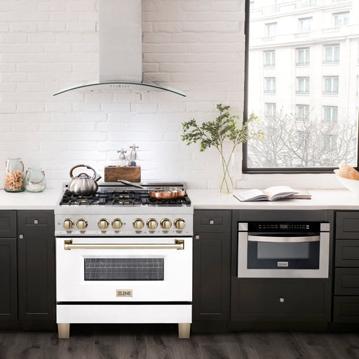 ZLINE 36" Autograph Edition Dual Fuel Range, White Door, RAZ - WM - 36 - G - Farmhouse Kitchen and Bath