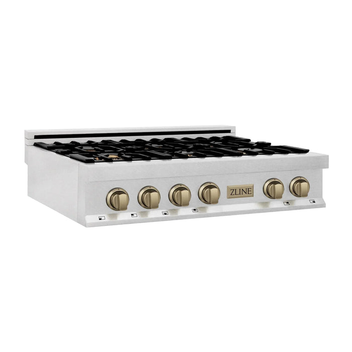 ZLINE 36" Autograph Edition Rangetop, DuraSnow, RTSZ - 36 - CB - Farmhouse Kitchen and Bath