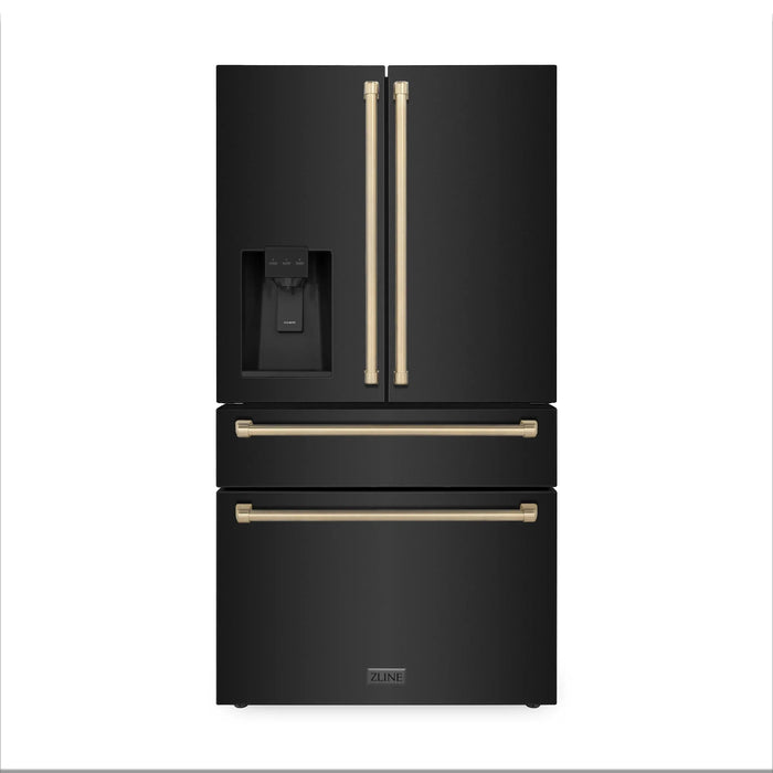 ZLINE 36" Autograph French Door Refrigerator with Water and Ice Dispenser in Black Stainless Steel RFMZ - W - 36 - BS - CB - Farmhouse Kitchen and Bath