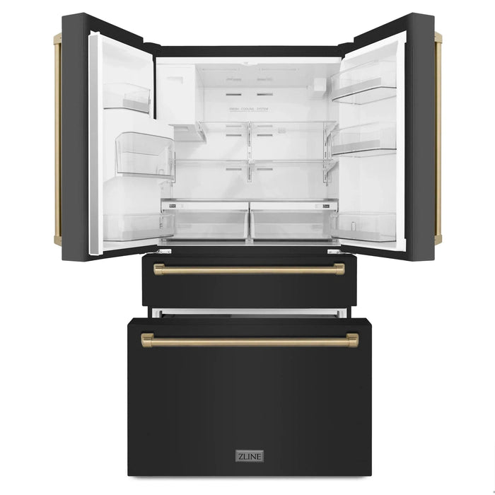 ZLINE 36" Autograph French Door Refrigerator with Water and Ice Dispenser in Black Stainless Steel RFMZ - W - 36 - BS - CB - Farmhouse Kitchen and Bath