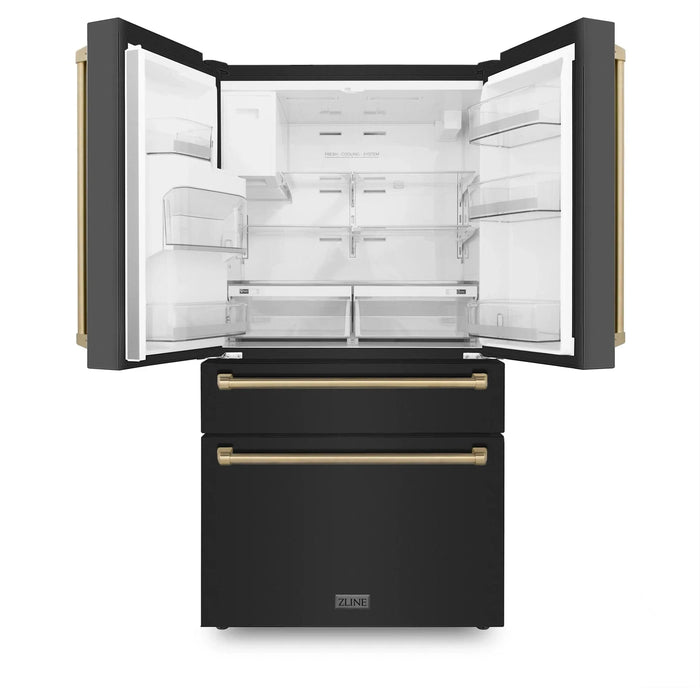 ZLINE 36" Autograph French Door Refrigerator with Water and Ice Dispenser in Black Stainless Steel RFMZ - W - 36 - BS - CB - Farmhouse Kitchen and Bath