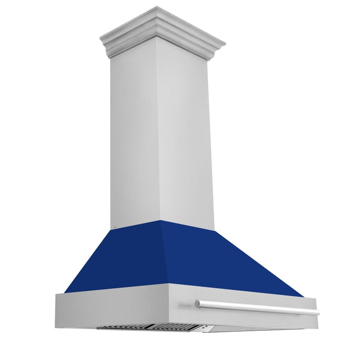 ZLINE 36" Autograph Stainless Blue Gloss Wall Range Hood, 8654STX - BG - 36 - Farmhouse Kitchen and Bath